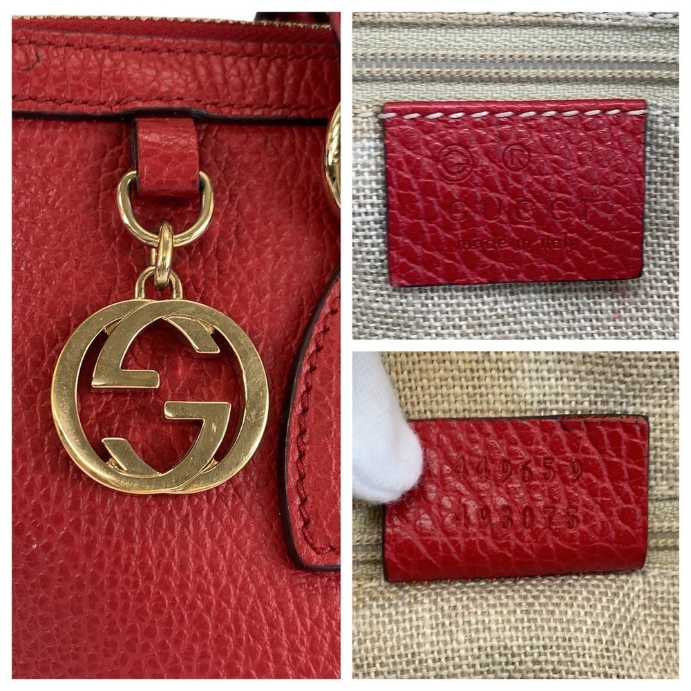GUCCI Interlocking Red Leather Tote Bag Shoulder - Picture 4 of 10